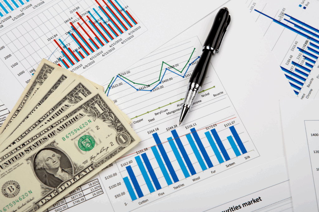 an image of money and charts depicting financial preparedness