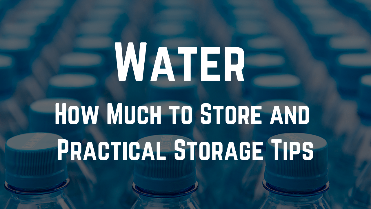 Rows of bottled water illustrating emergency preparedness water storage and how much water to store at home