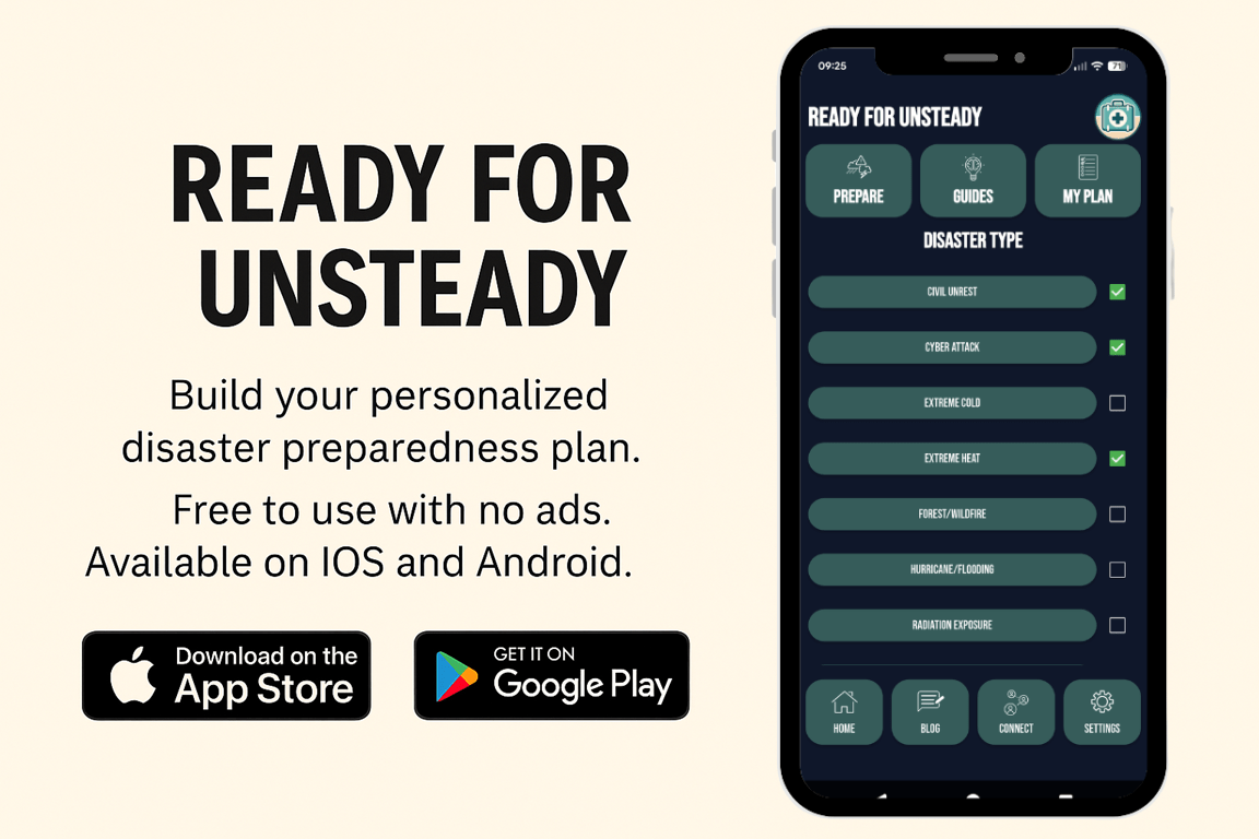 ready for unsteady app, disaster preparedness app, emergency preparedness app