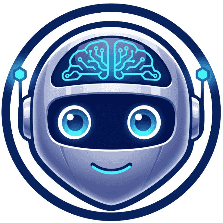 Friendly AI robot icon representing bot facts and how artificial intelligence is used to organize emergency preparedness information on Ready For Unsteady.