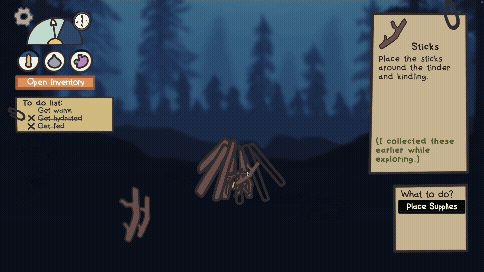 gif of survival tech game showing how to make fire