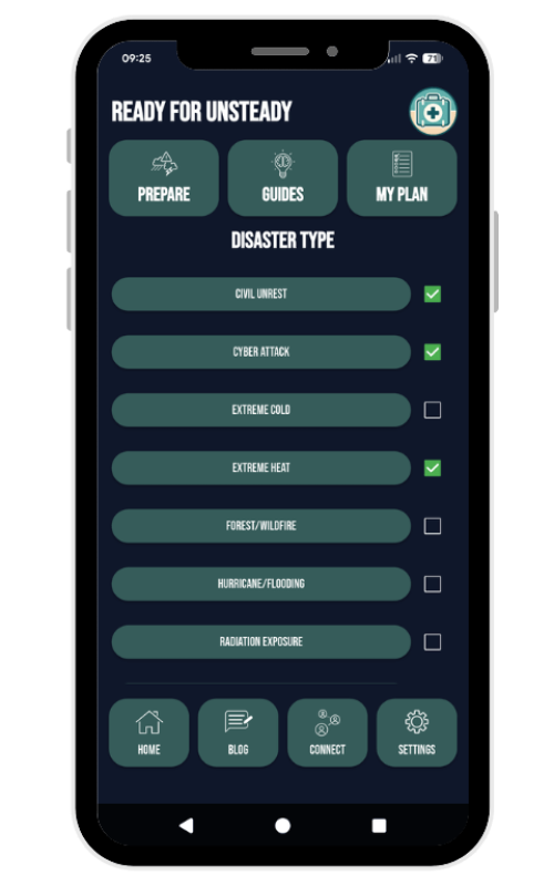 ready for unsteady disaster preparedness app, emergency preparedness app