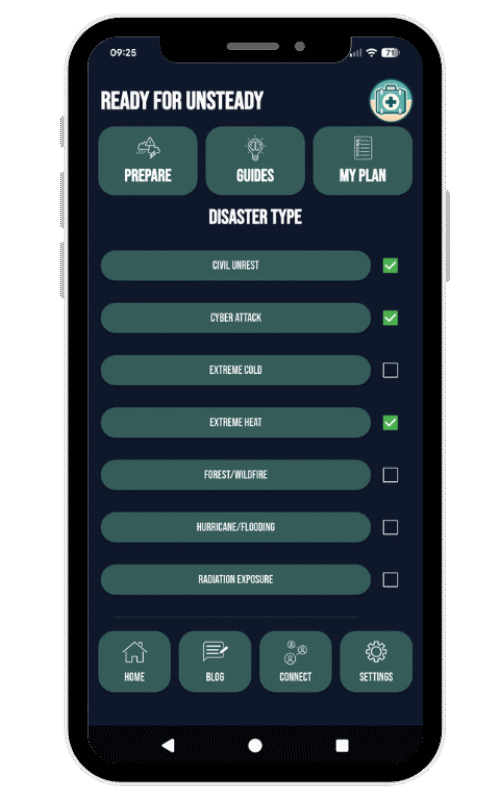 ready for unsteady disaster preparedness app, emergency preparedness app